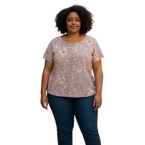 C&C California Women Multicolor Floral Linen Blouse Size 1X - NWOT